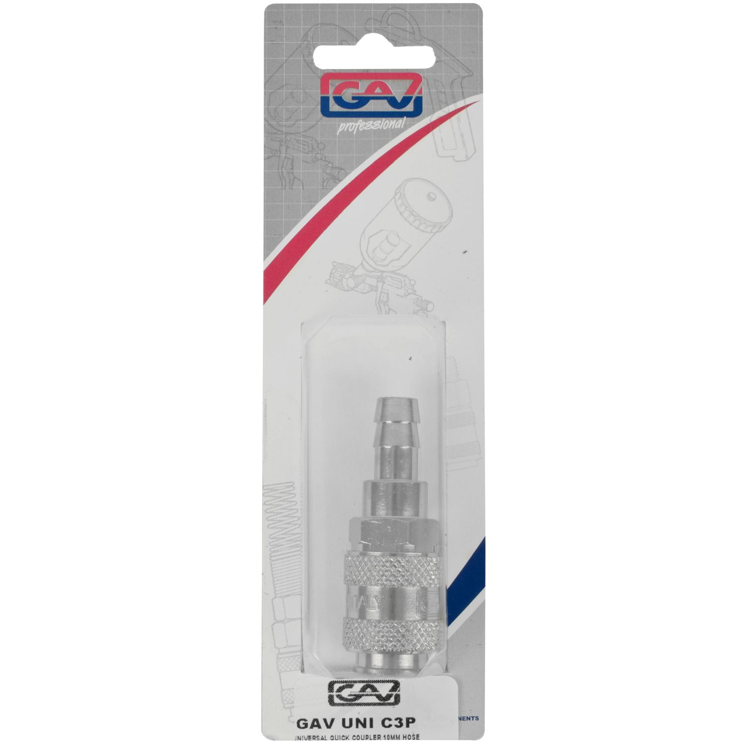 GAV UNI C3P Universal Quick Coupler 10mm Hose Tail